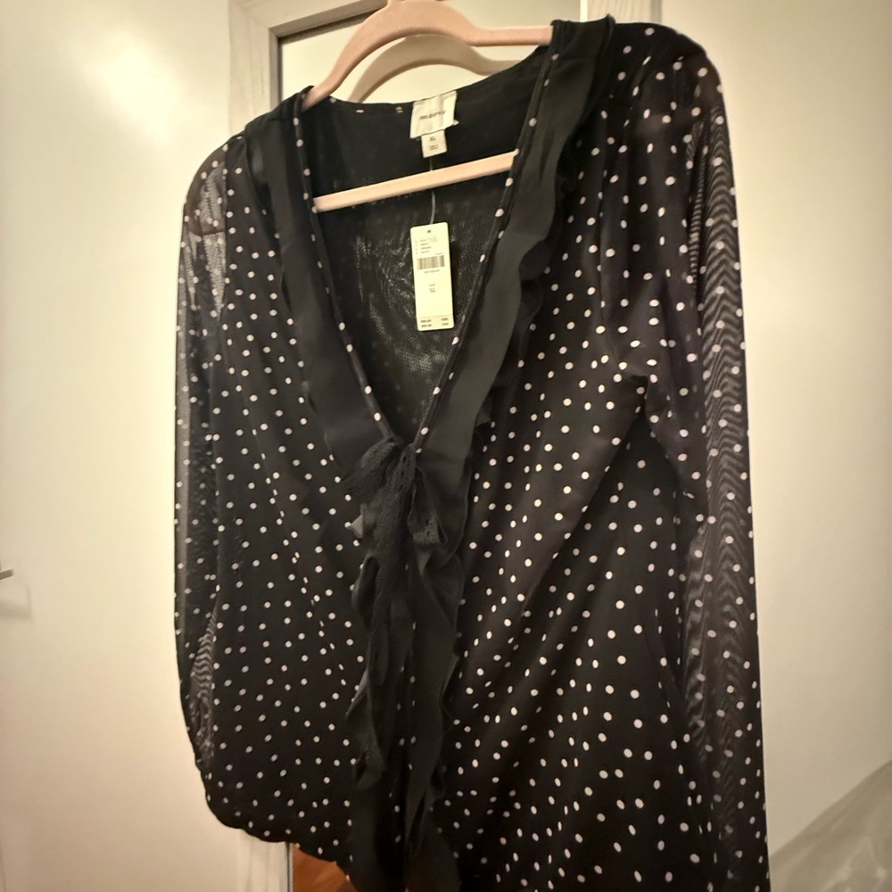 Anthropologie Black and white Polka Dot Women's blouse. New with tags.